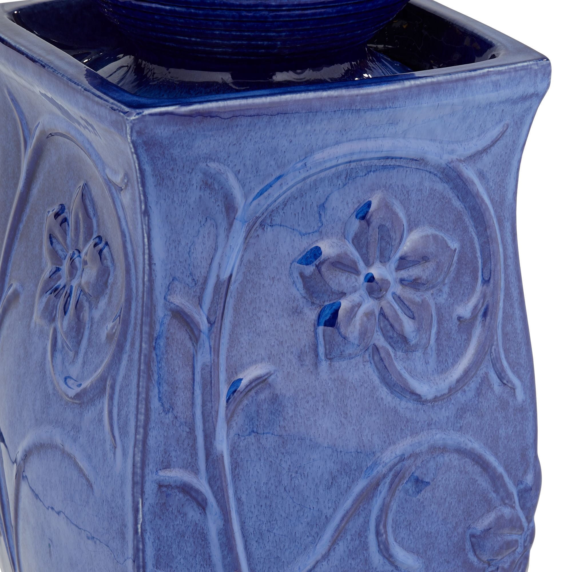 Periwinkle 29 1/4" High Large Zen Outdoor Decor Blue Ceramic Floor Fountain with Light LED Outside Garden Patio