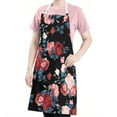 thumbnail image 5 of Pioneer Flower Floral Print Pattern Apron-Garden Aprons for Women with Pockets-Cotton Linen Waterproof Kitchen Cooking Gardening Aprons Adjustable for Kitchen,Cooking,BBQ and Salon 33x27 Inch, 5 of 7