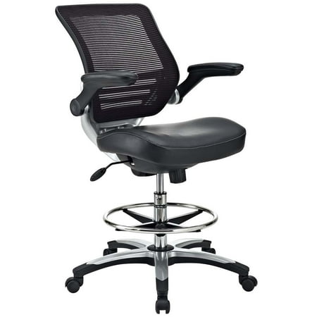 Modway Edge Modern Style Vinyl Drafting Chair in Black Finish