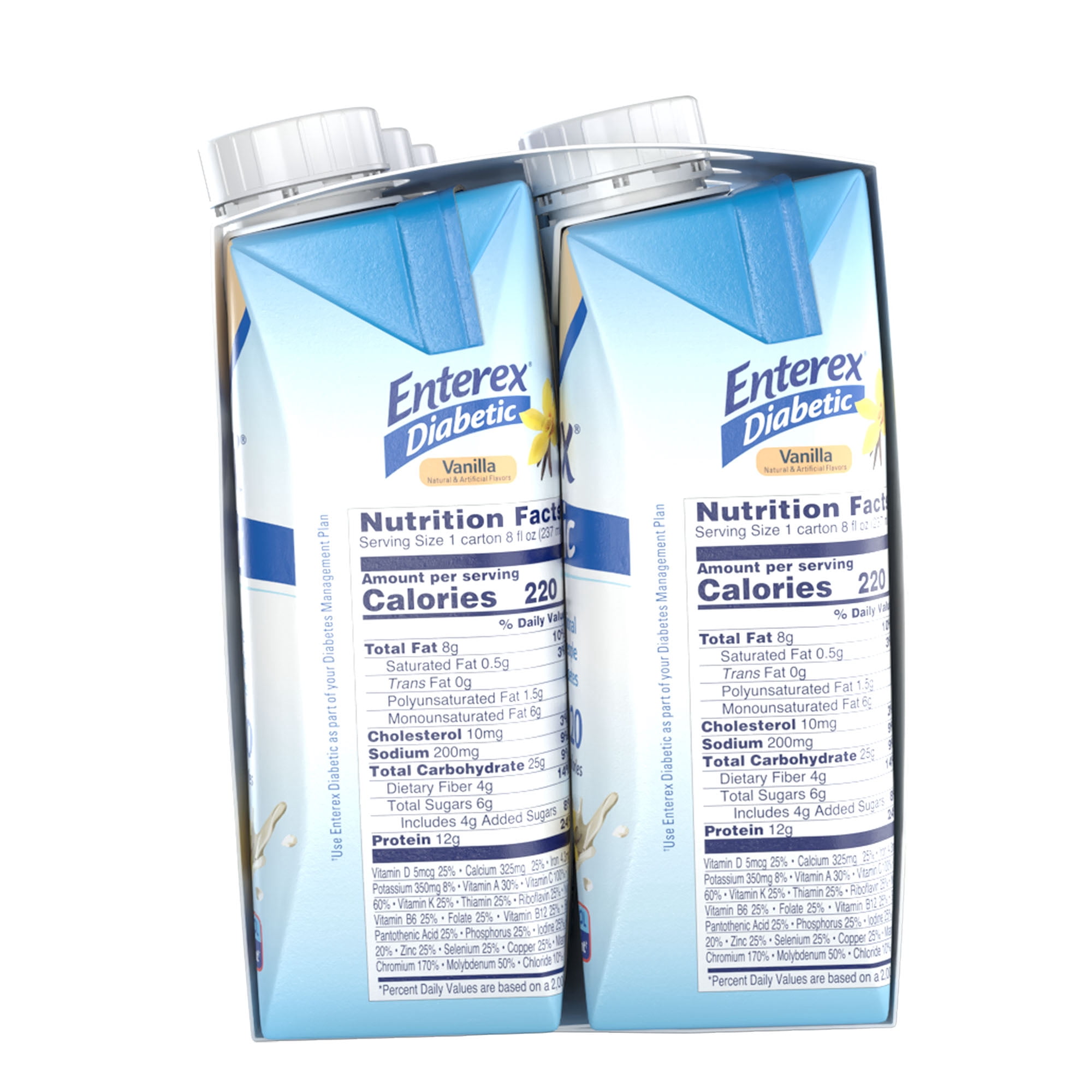 Enterex Diabetic Nutritional Meal Replacement Shake,for People with Diabetes, Vanilla, 8 Fl oz Carton, 6 Pack
