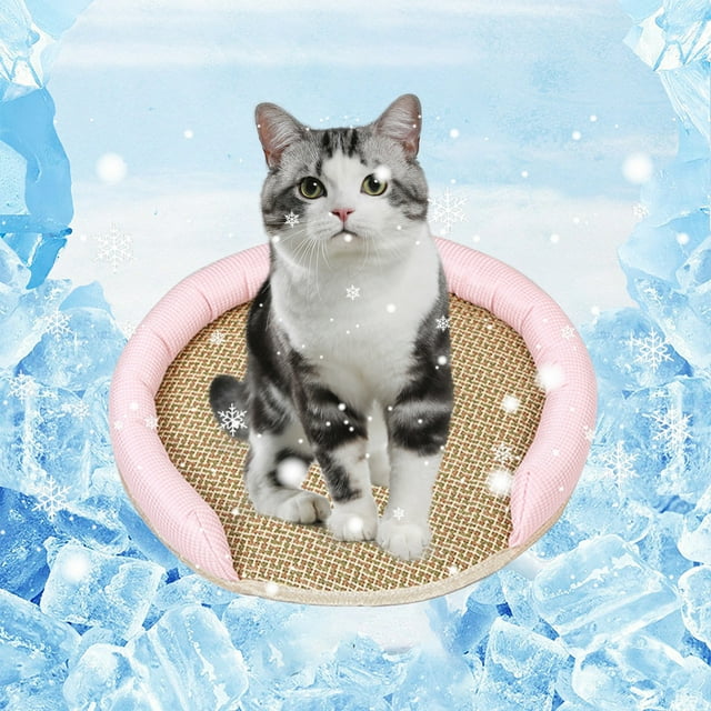 Xihbxyly Esterilla Refrescante para Mascotas, Ratán Transpirable, Base Antideslizante, Cama de Verano para Mascotas, Plegable y Portátil, Ideal para Descansar y Dormir, para Uso En Interiores y Exter