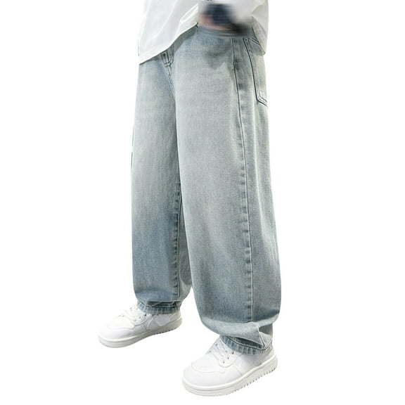 MEZZALL Children's Fashion Straight Retro Loose Wide Leg Baggy Jeans Denim Pants Relaxed Fit