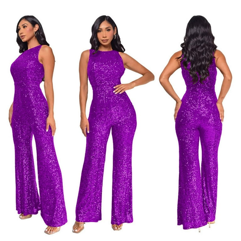 Sequin Pantsuit Spandex Jumpsuit for Women Sparkling Sequins Seamless One Shoulder Miniskirt With High Waisted Waist And Smooth Fitted Top For Glamorous And Modern Look For Night Party Or Formal Walma...