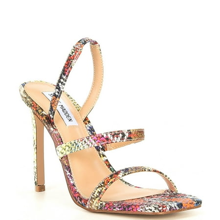 Steve Madden Gracey Rainbow Snake Square Toe Open Toe Stiletto Dress Sandals (11, Rainbow Snake)