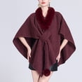 thumbnail image 5 of Cape Châle Tricotée Couleur Unie, Col Faux Élégant pour Femmes, 5 of 5