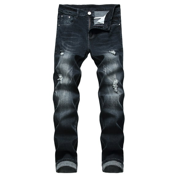 toraway Summer Men Casual Pants Stretch Mens Distressed Black Stretch Pants Oversized Light Colored Jeans XXL