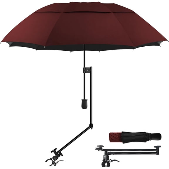 Patio Umbrellas UPF 50  360 ° Adjustable Shade Umbrella,Beach Umbrella with Universal Clamp,Beach Clamp on Umbrella,suitable for Patio,beach chairs,golf carts, wheelchairs,carts