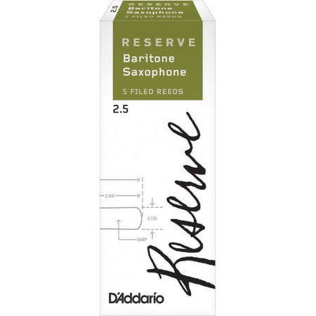D'Addario Reserve, Baritone Saxophone Reeds Strength 2.5, 5-Pack