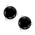 thumbnail image 2 of Gem Stone King 10K White Gold Black Diamond 3 Prong Martini Screw Back Stud Earrings for Women Men (4.40 Cttw, Gemstone April Birthstone, Round 8MM), 2 of 4