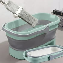 Fufafayo under $5 Collapsible Plastic Bucket with Wheels, 17L (4.7 Gallon) Foldable Rectangular Mop Bucket, Portable Water Pail with Handle for House Cleaning, Car Washing, Fishing, Camping