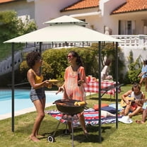 Auranook 8' x 5' Grill Gazebo, Outdoor Double-Tiered Grill Canopy w/ 2 Shelves, 7 Hooks, Metal Frame, Soft Top, Barbecue Picnic Patio Canopy Tent