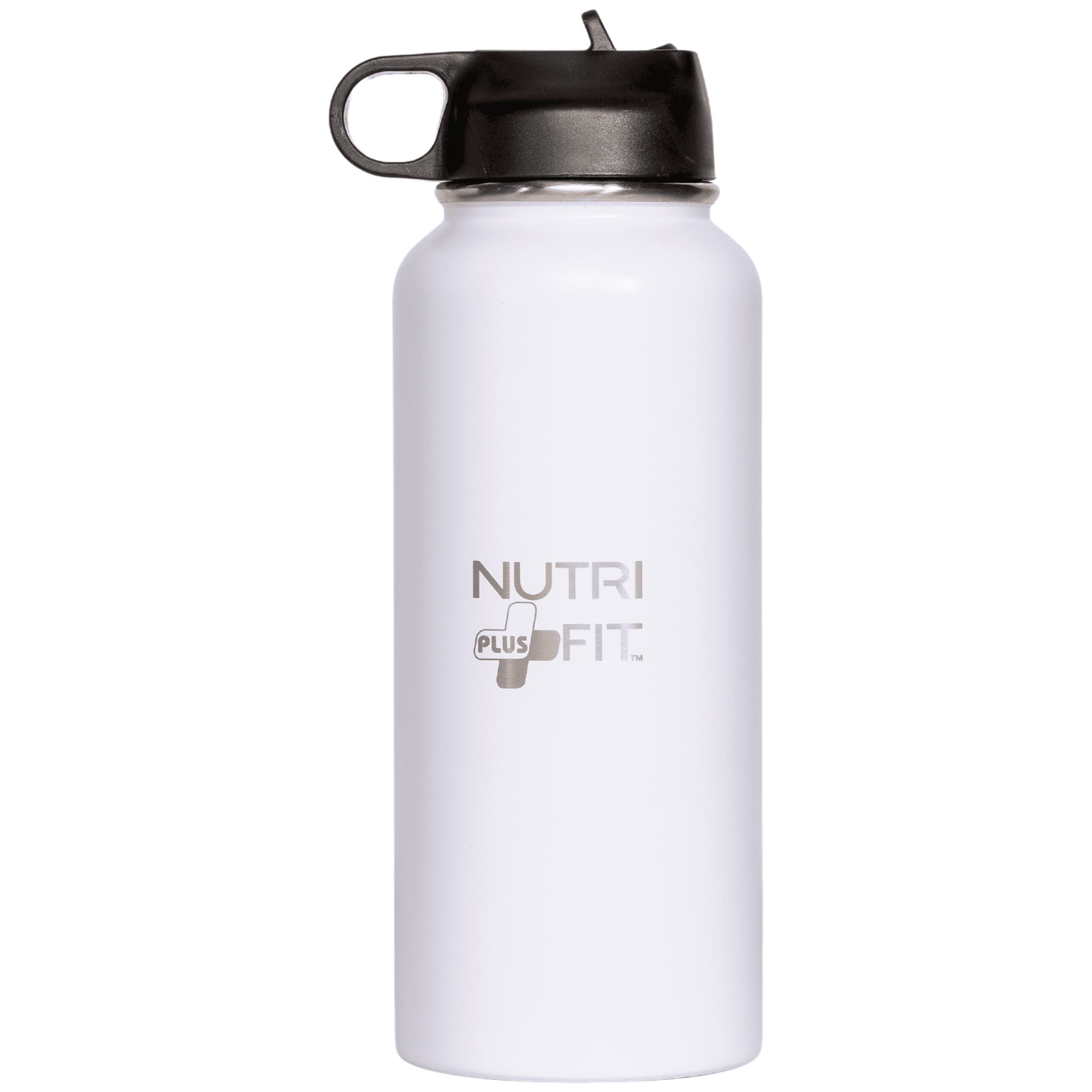 NutriFit Plus 32oz Stainless Steel Reusable Insulated Water Bottle Leak-Proof for Hot & Cold Drinks - White Pearl