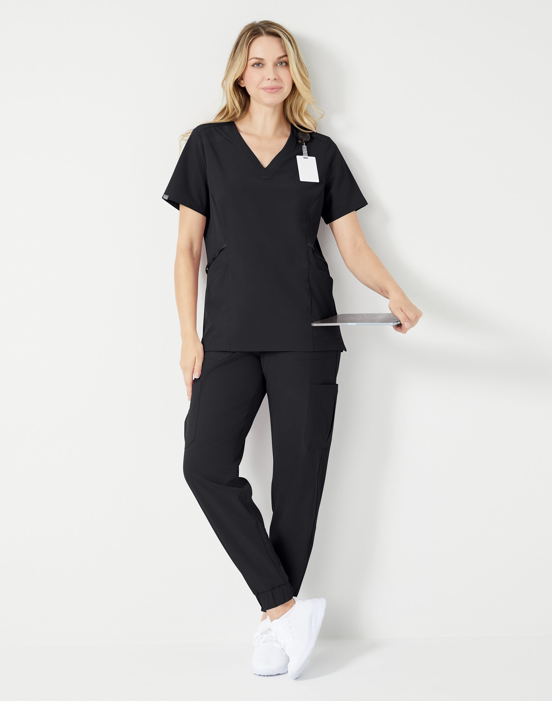 Hanes Comfort Fit Scrubs Women's Scrub Top New Ebony M