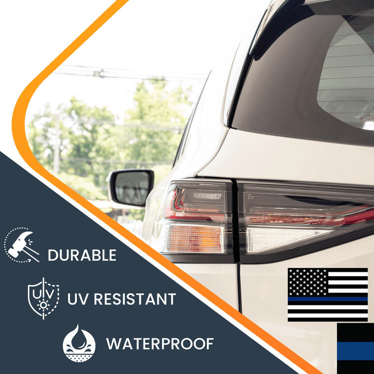 Thin Blue Line American Flag Magnet Decal - Heavy Duty For Car Truck SUV - 4 Pack