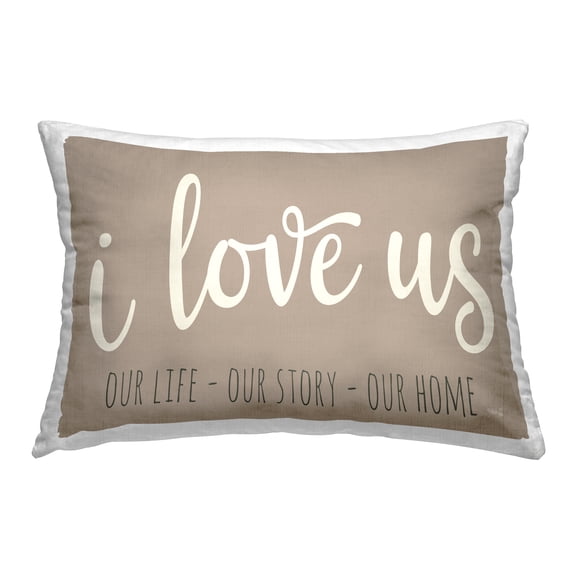 Stupell Industries I Love Us Phrase Decorative Printed Throw Pillow, 14 x 20