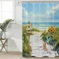 thumbnail image 2 of 54x78 Inch Shower Curtain Decorative Beach Ocean Bathtub Bath Curtains Fabric Waterproof Bathroom Decor Blue Sea Sunflower Modern Country Green Small Stall Shower Curtain Set with 12 Hooks, 2 of 6