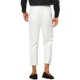 thumbnail image 3 of INSPIRE CHIC Men's Formal Cropped Pants Solid Color Flat Front Dress Trousers 30 White, 3 of 6