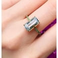thumbnail image 2 of 925 Silver lab Aquamarine Baguette With Green CZ Ring,Dainty Stacking Band Ring,Minimalist Ring,aquamarine ring,Aqua Ring,Delicate Ring Her, 2 of 4