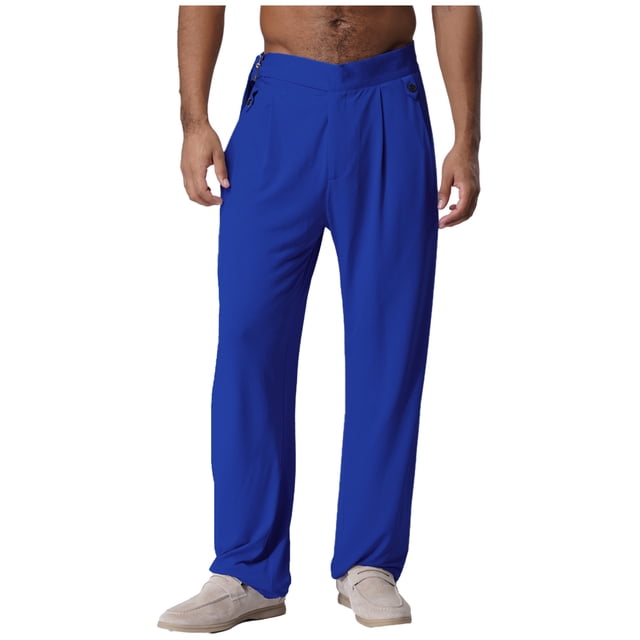 iefiel Men Professional Wide Latin Modern Square Practice Dance Pants Smooth Competition Ballroom Trousers Blue XL