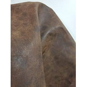 NAT Leathers | Brown Distressed 2 Tone Oily Faux Vegan Leather PU {Peta Approved Vegan} | 1 Yard 36 inch x 52 inch Cut by Yard Pleather 0.9 mm Vinyl Upholstery | Brown Crazy Horse Distress 36"X52"