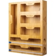 thumbnail image 4 of Ziplock Bag Organizer - Bamboo, 6 in 1 Wrap Dispenser with Cutter, Perfect for Gallon, Quart, Sandwich & Snack Bag, Cling Film, Aluminum Foil etc; Compatible with 12" Kitchen Rolls, 4 of 11