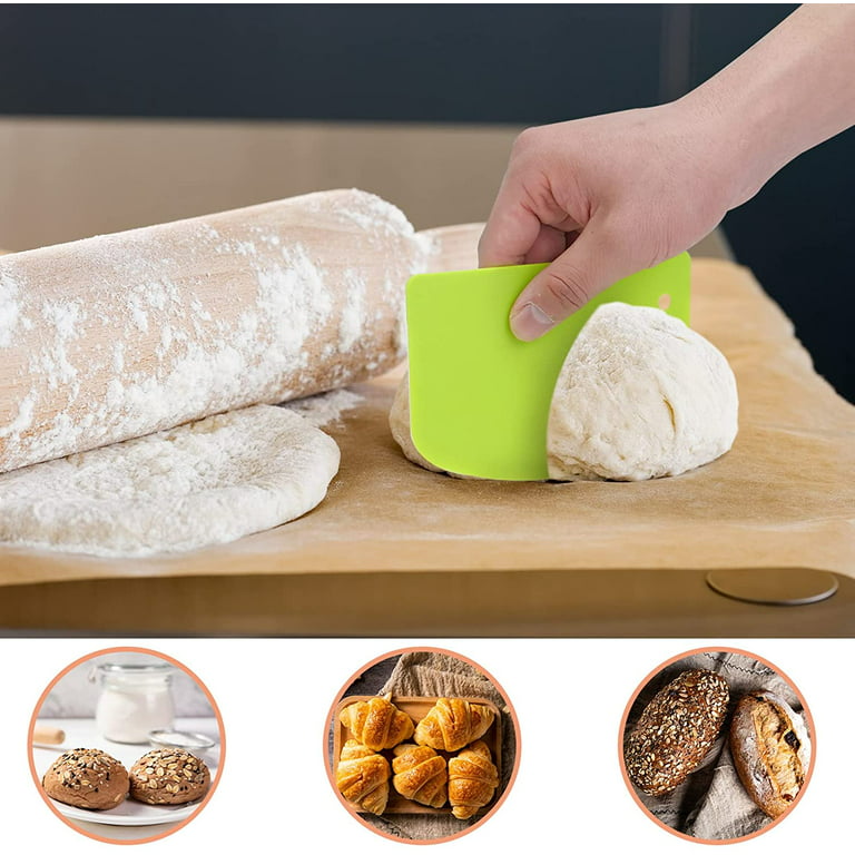 2pcs Silicone Pastry Dough Scraper Bench Bowl Bread Scraper Spatula  Multipurpose Kitchen Gadgets for Bread Dough Cake Fondant