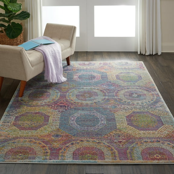 Nourison Global Vintage Bohemian Multicolor 5'3" x 7'6" Area Rug, (5' x 8')