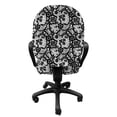 thumbnail image 3 of Black and White Office Chair Slipcover, Monochrome Lace with Flowers and Ornamental Swirls Vintage Inspirations, Protective Stretch Decorative Fabric Cover, Standard Size, Black White, by Ambesonne, 3 of 5