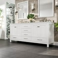 thumbnail image 2 of Eviva Aberdeen 78" Transitional White Bathroom Vanity with White Carrara Quartz Countertop, 2 of 7