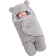 thumbnail image 2 of Manta de Felpa para bebé, para recién Nacidos, Linda Manta de recepción, Suave con Capucha, Saco de Dormir para niñas de 0 a 6 Meses, Color Gris, 2 of 3
