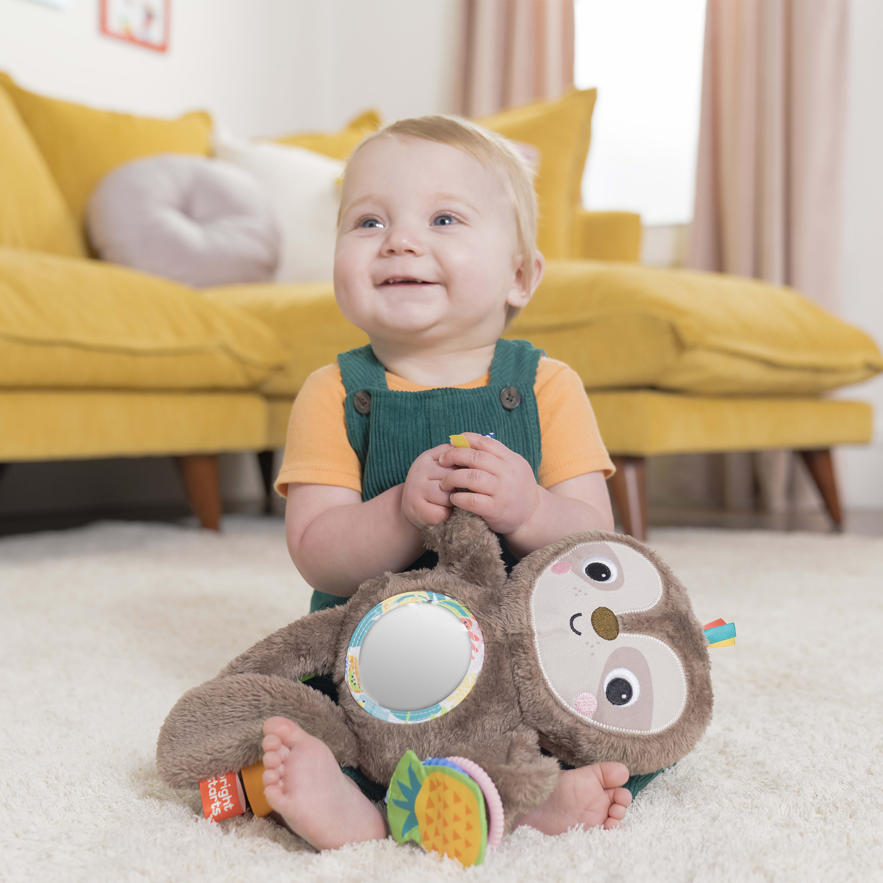Bright Starts Slingin’ Sloth Travel Buddy Plush Attachable Stuffed Animal Infant Toy, Multicolor - image 4 of 16