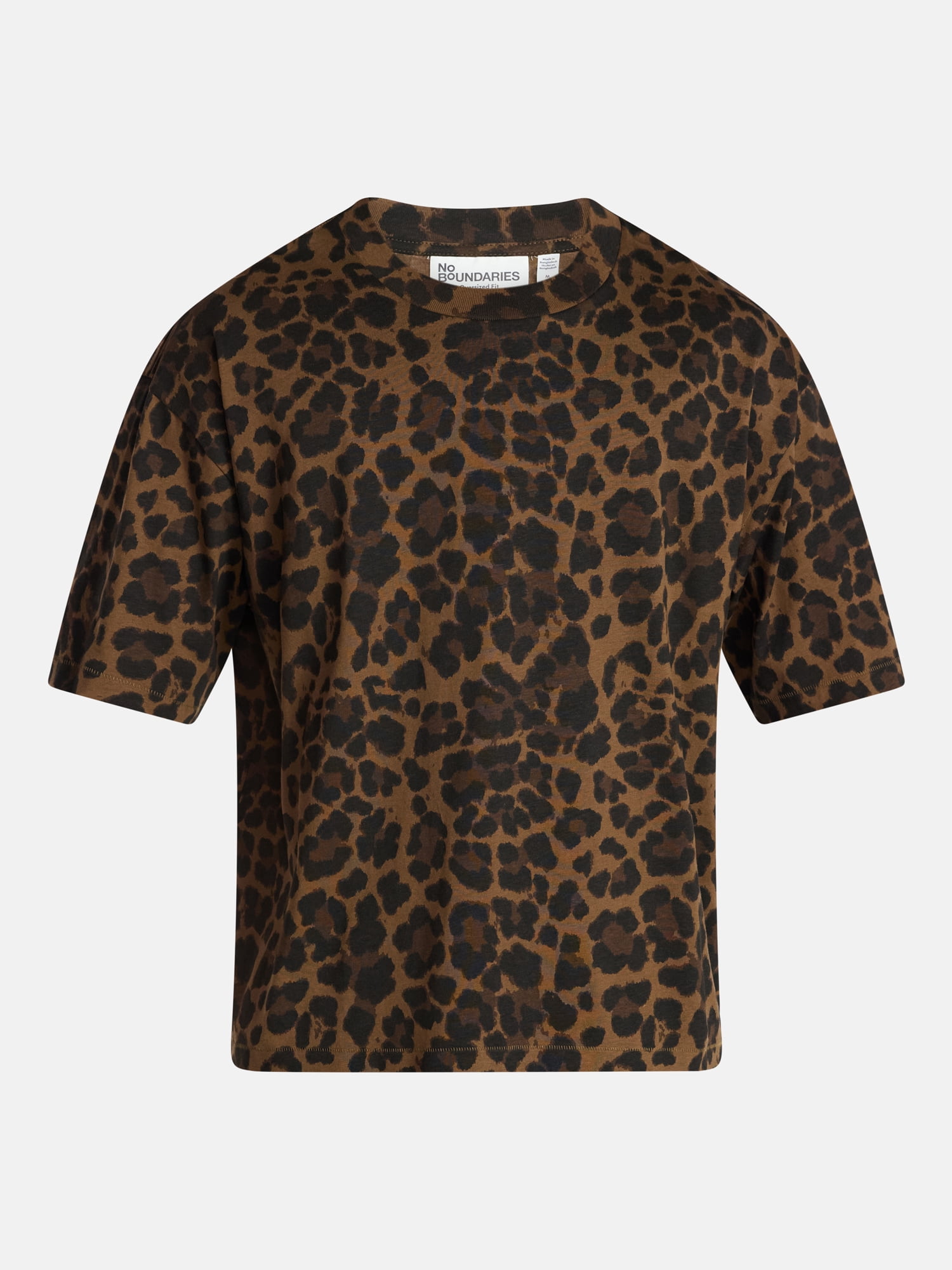 No Boundaries Cotton Oversized Cropped Tee with Short Sleeves, Men's and Big Men's XS-5XL