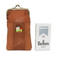 thumbnail image 5 of Genuine Leather Tan Cigarette Case Holder Slim Pack Regular or 100's & Lighter Pocket with Metal Twist Clasp Tan, 5 of 6