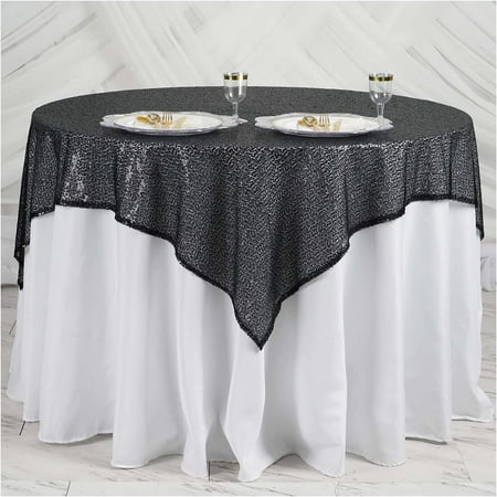 

Trimming Shop 50 x 50 Premium Sparkly Sequin Overlay Black Glitter Sequin Tablecloth Luxurious Square Overlay for Events Party Decoration - 5pcs