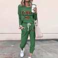 thumbnail image 1 of Puntoco Pijamas para mujer, conjunto de pijamas de invierno con estampado de letras, cuello redondo, manga larga, pantalones, ropa informal para el hogar, 1 of 4