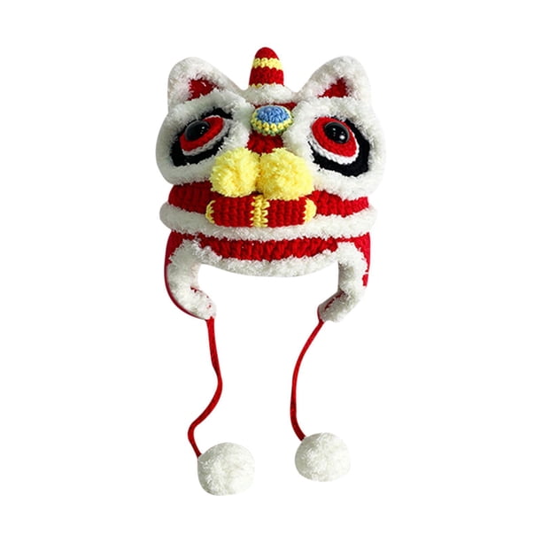 Sonducket Sombrero Tradición Estilo Chino Ganchillo Cálido con Pom Otoño e Invierno Sombreros rojo adulto
