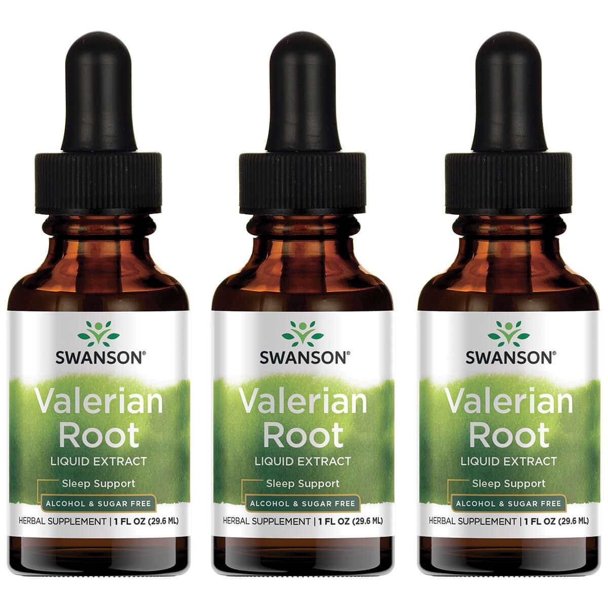 Swanson Valerian Root Liquid Extract Alcohol & Sugar Free 3 Pack