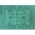 thumbnail image 1 of Ahgly Company Indoor Rectangle Oriental Turquoise Blue Industrial Area Rugs, 2' x 5', 1 of 4