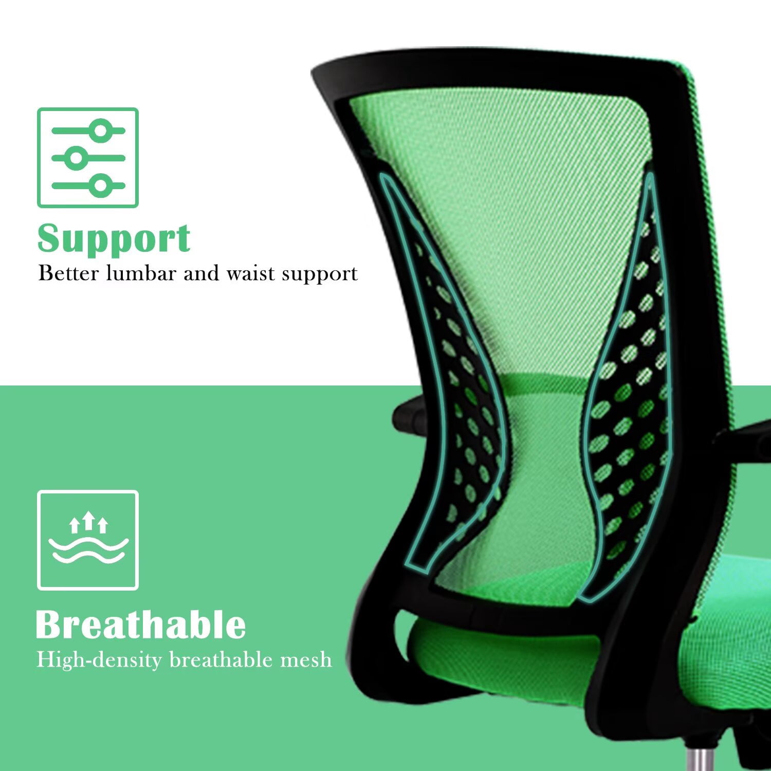 YRLLENSDAN Mesh Executive Office Chair with Armrest, Ergonomic Desk Chairs with Wheels, Adjustable Comfy Lumbar Support Swivel Chair, Blue