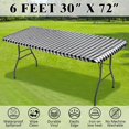 thumbnail image 5 of Lunfar Rectangular Tablecloth Gingham Black and White Plastic Tablecloth with Elastic Edges Flannel Waterproof Table Protector for Dining Room Garden Party Wedding or Home, 5 of 5