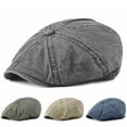 thumbnail image 2 of Beret Cap Retro Breathable Plain Color British Style Fine Texture Dress Up Spring Summer Washed Cotton Newsboy Cap for Banquet, 2 of 10