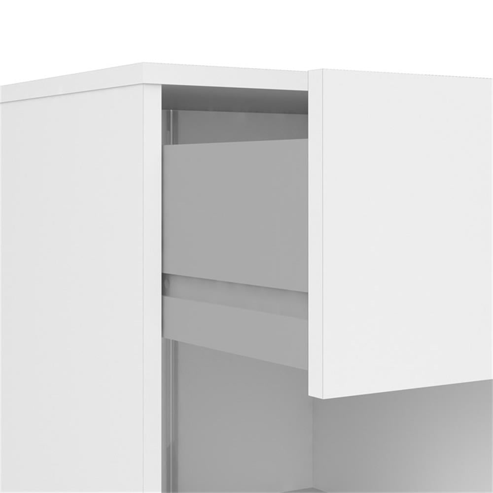 Pemberly Row 3 Piece Modern Wood Dresser and Nightstand Bedroom Set in White