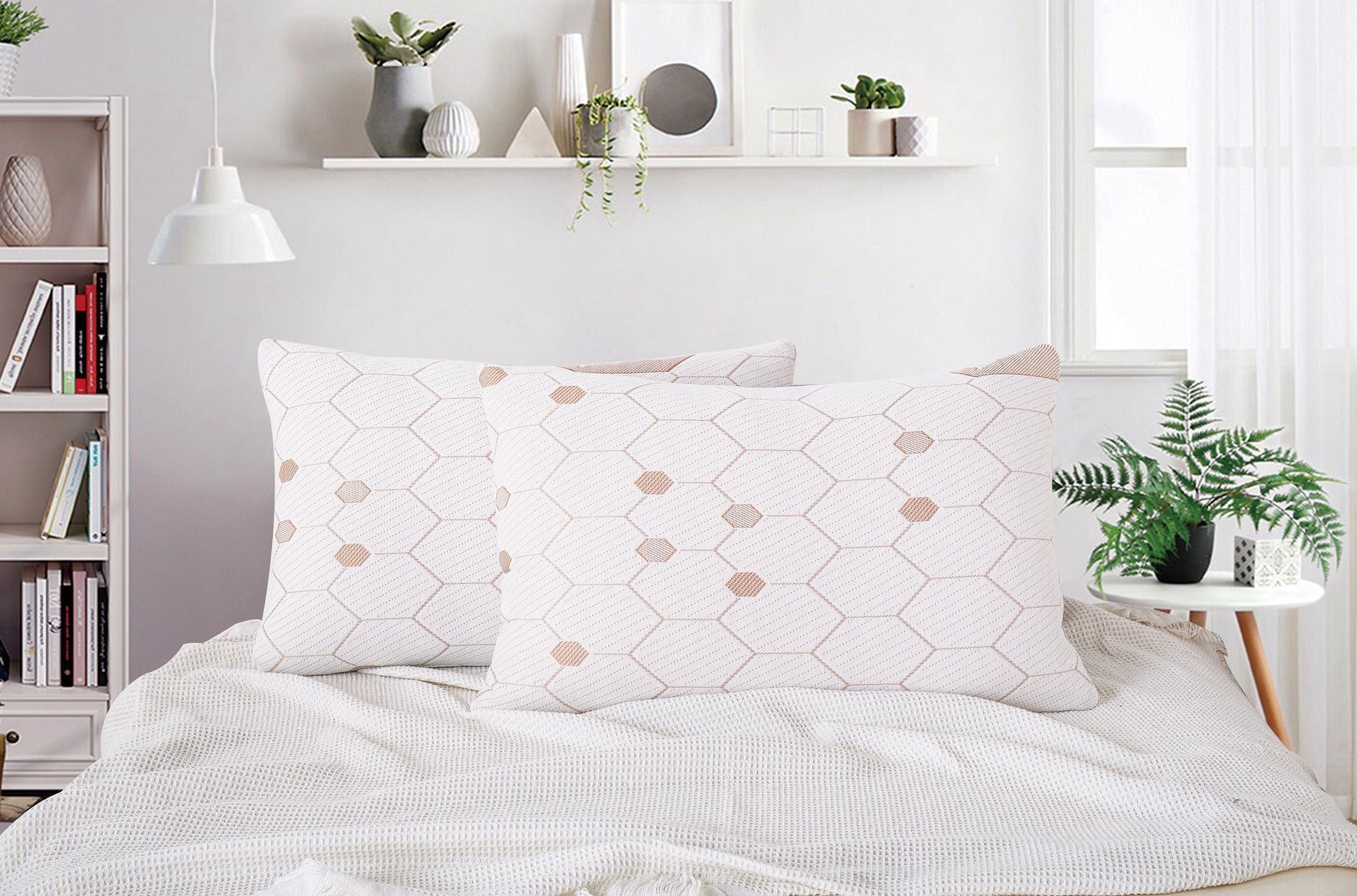 Memory Foam Pillow Queen Copper Infused - Cooling, Breathable, and Stress-Reducing Bed Pillow for Side Back Stomach Sleepers - Long Lasting - Queen Size
