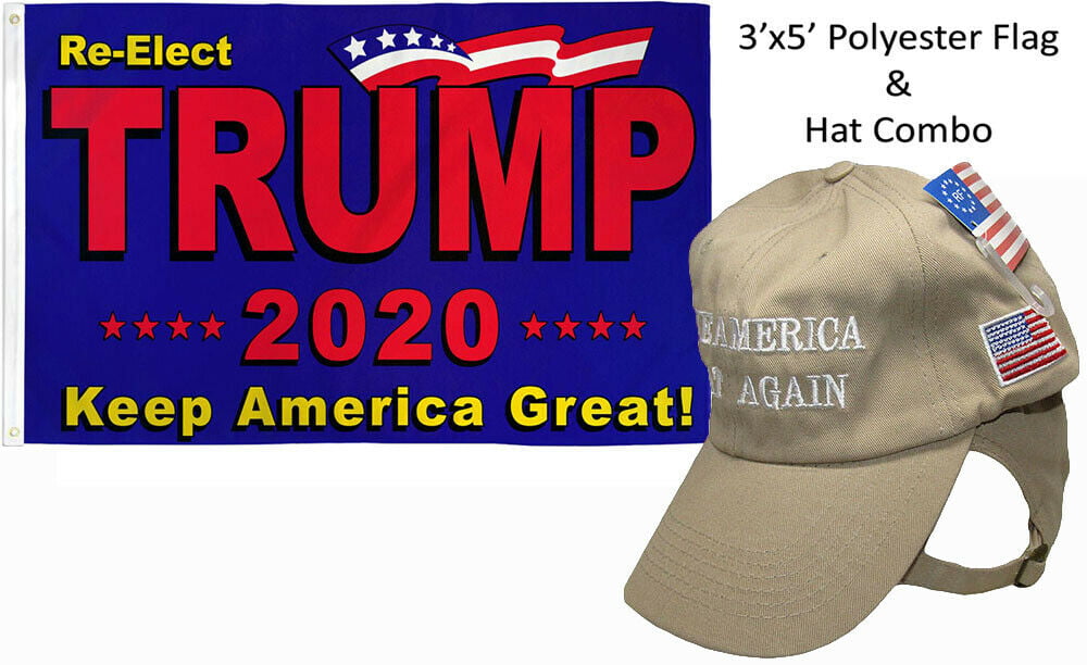 3x5 Donald Trump President White #2 Red Hat & Flag Set 3'x5'