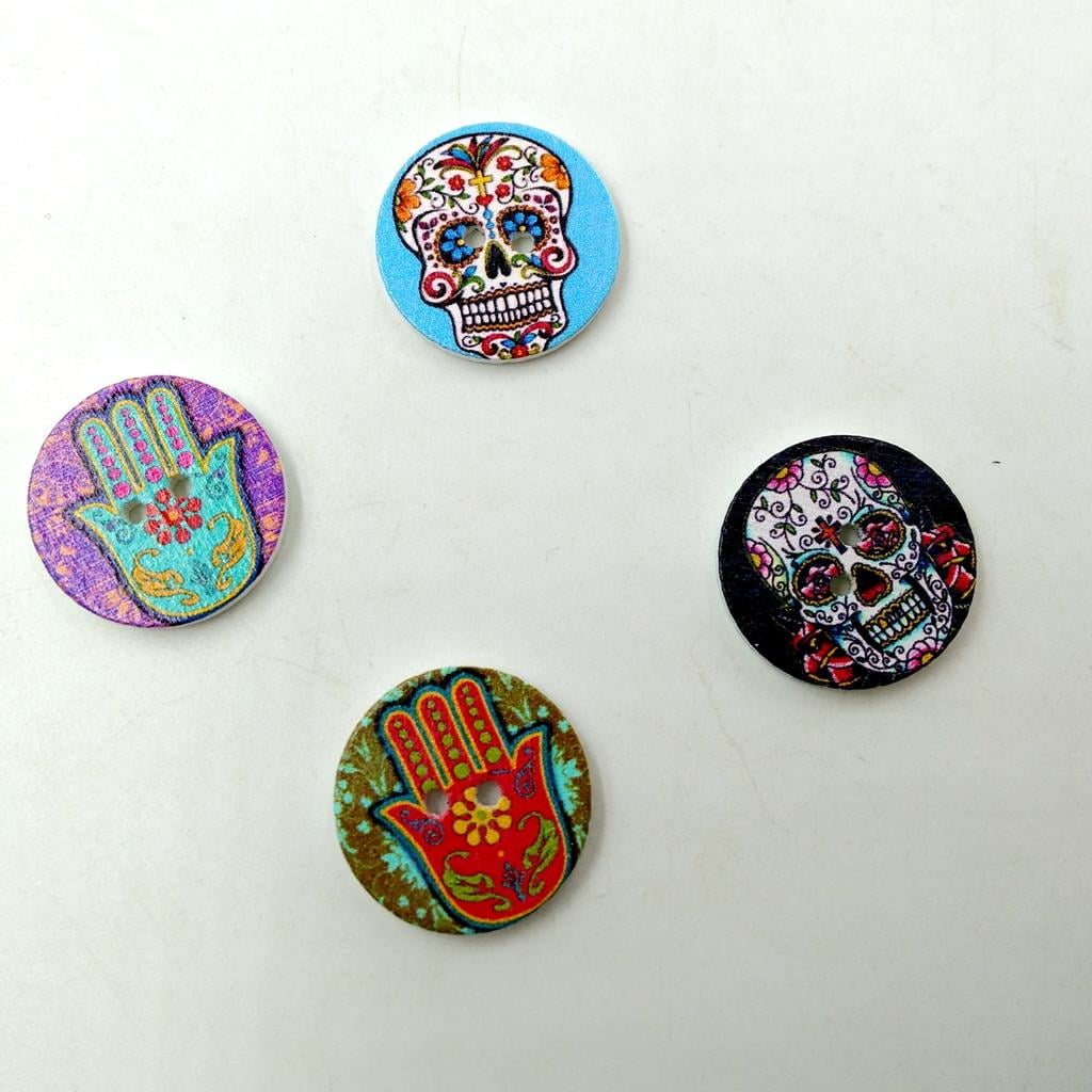 GUOOL 5-25pack 100pcs Wooden 2 Holes Painted Sewing Buttons Craft DIY Scrapbooking 8 Pcs