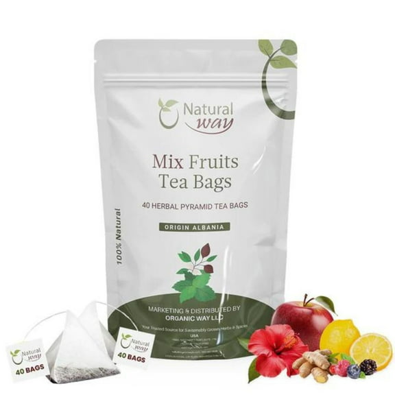 Natural Way Mix Fruits Herbal Tea Bags | Kosher Certified | Raw, Vegan, Non GMO & Gluten Free | USDA Certified | Origin - Albania (1/4 lbs / 2 oz)