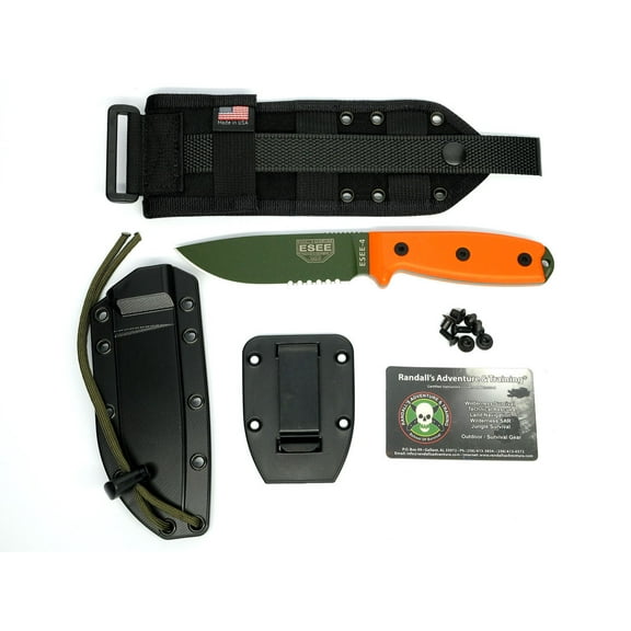 ESEE Knives ESEE 4S MB Fixed Blade Knife 4.5in Plain Edge G10 Orange OD Green ESEE4SMBOD