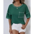 thumbnail image 3 of BSDJILFG Plus Size Tunic Tops for Women Waffle Knit Tees Loose Fit Shirt Short Sleeve Solid Color Blouse With Pockets, 3 of 7