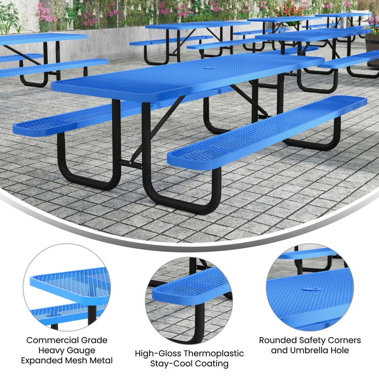 Flash Furniture Mantilla Outdoor Picnic Table 8' Rectangular in
