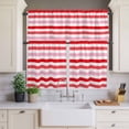 thumbnail image 4 of 3 Piece Kitchen Curtains and Valances Set Red Pink Striped Cafe Curtains 24 Inch Length Farmhouse Stripes Simple Art Valance & Tier Curtain for Living Room Bedroom Small Window 54"x18"+27"x24"*2, 4 of 6